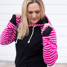 Load image into Gallery viewer, Roxy Black and Fuchsia Pull over Hoodie ?id=15508470661204